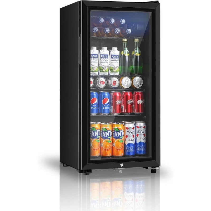 Wine Beer Mini Fridge - İçecek Buzdolabı, 3,2 Cu.ft Çift Cam