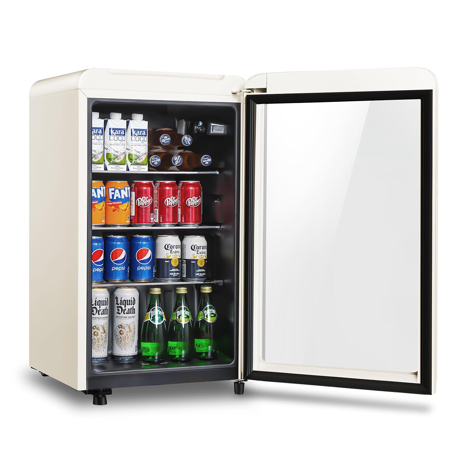 Wine Beer Mini Fridge - Retro İçecek Buzdolabı, 3.2 Cu.ft Cam